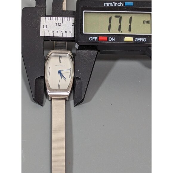 Android AD138 Silver Tone Dial Rectangle Case Mesh Stainless Steel Band Watch - Picture 5 of 9